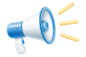 blue and white megaphone